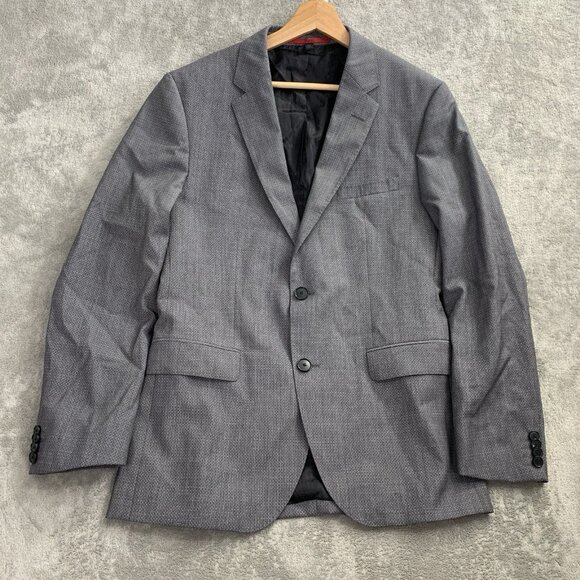 Boss Hugo Blazer Jacket Mens 40 R Jefferey Simmons182 Lanificio Di Tollegno Gray - Picture 1 of 15